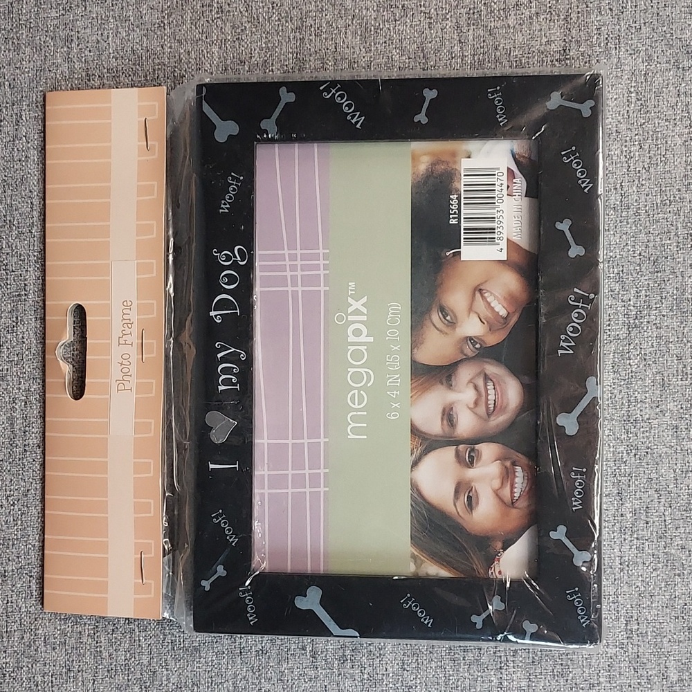 Megapix Black I Love My Dog Woof Bone 6x4 Picture Photograph Frame NWT